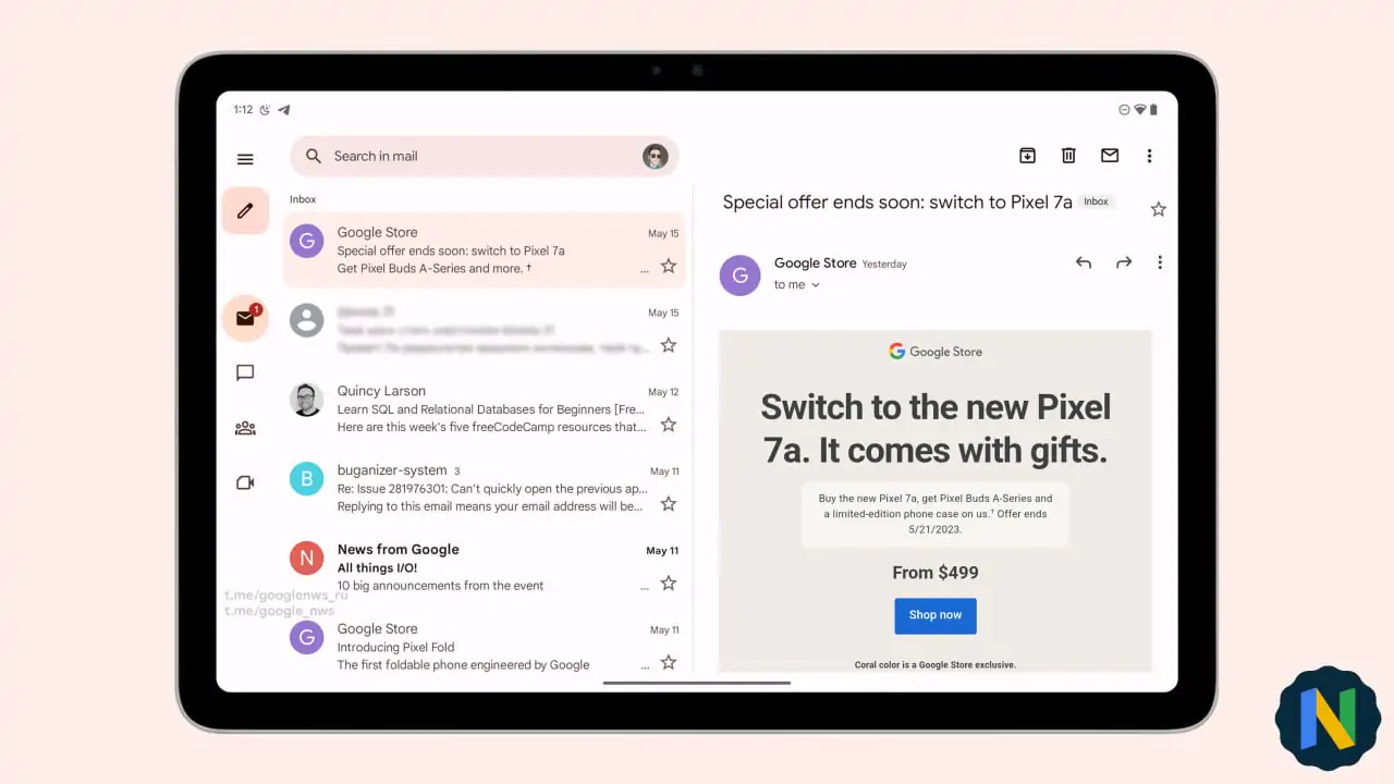 Gmail uygulaması Android tabletler için optimize ediliyor